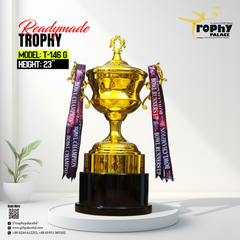 T-146G Premium quality ready-made metal trophy.