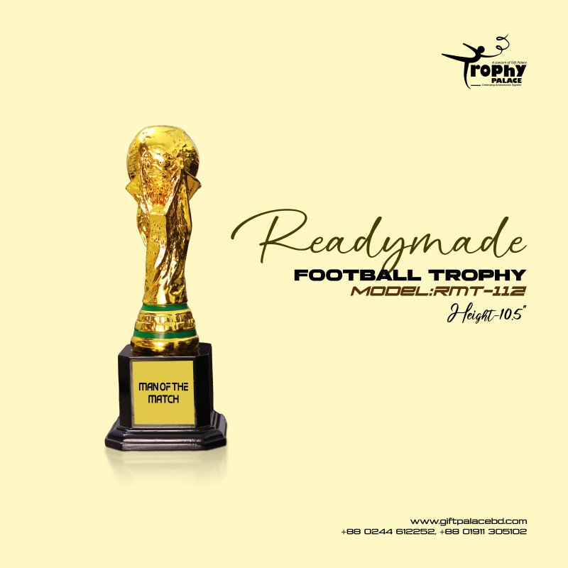 CT-112B Premium Resin Football Trophy with wooden Base