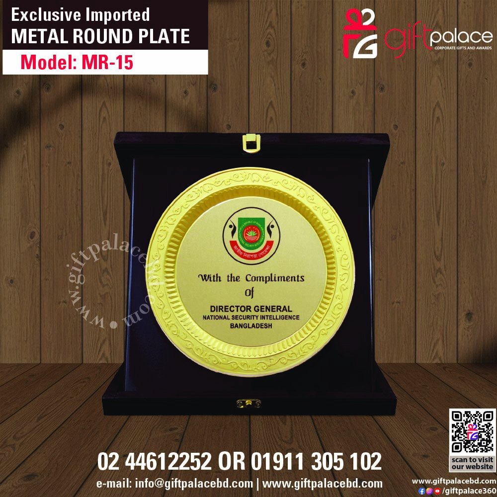 MR-15 Customized Metal Round Plate with Wooden 3part box